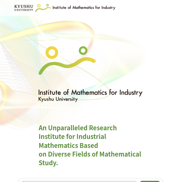 Top-left screenshot of the Institute of Mathematics for Industry homepage